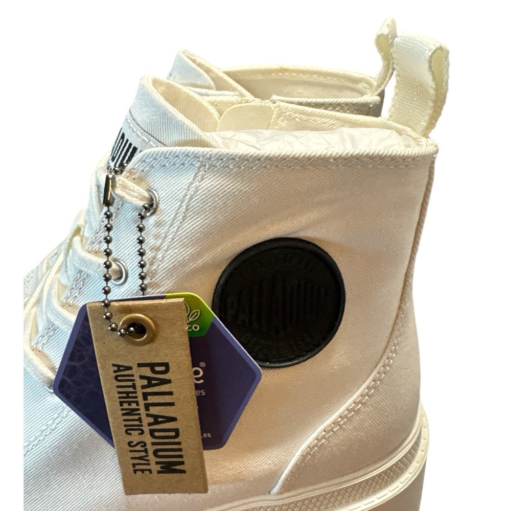 Palladium Pallabase Twill Canvas Boots Off White/Artist Customizable Size 10 - Picture 9 of 10
